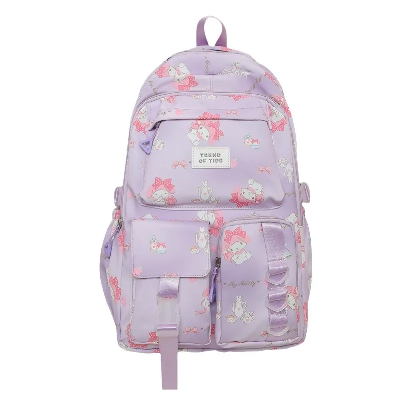 Hello Kitty Fashion Backpack Junior High School High School Campus Backpack Cute School Bag Casual Large Capacity Bag Women