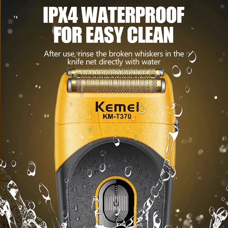 케메이 면도기 남성용 수염 트리머 전문 방수 전기 포일 면도기 바버 3중날 USB 충전 KM-T370