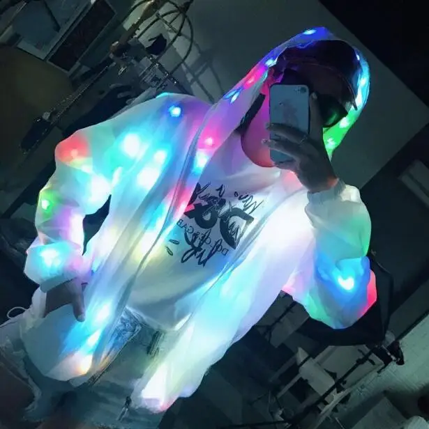 

Led Jacket Multicolor Light Coat Nightclub Dance Stage Hoodie Men