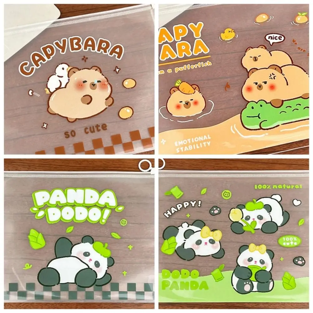 

Transparent and Visible Capybara File Bag Large Opening PP Paper Storage Bag Light and Portable Waterproof Zip File Bag Pupil