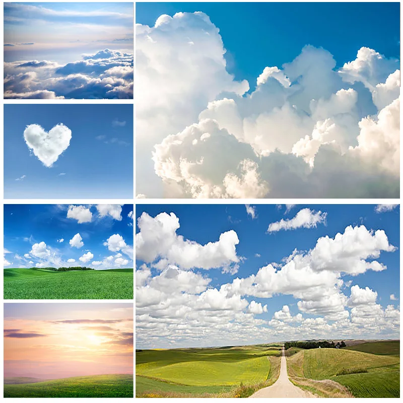 

Natural Scenery Photography Background blue sky and white clouds meadow Travel Photo Backdrops Studio Props 22330 TKYD-02