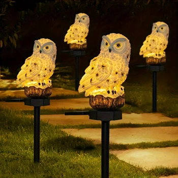 1 Pc Sculpture solaire résine hibou prise de terre lumière Led jardin pelouse cour étanche Animal paysage décoration lumière 1