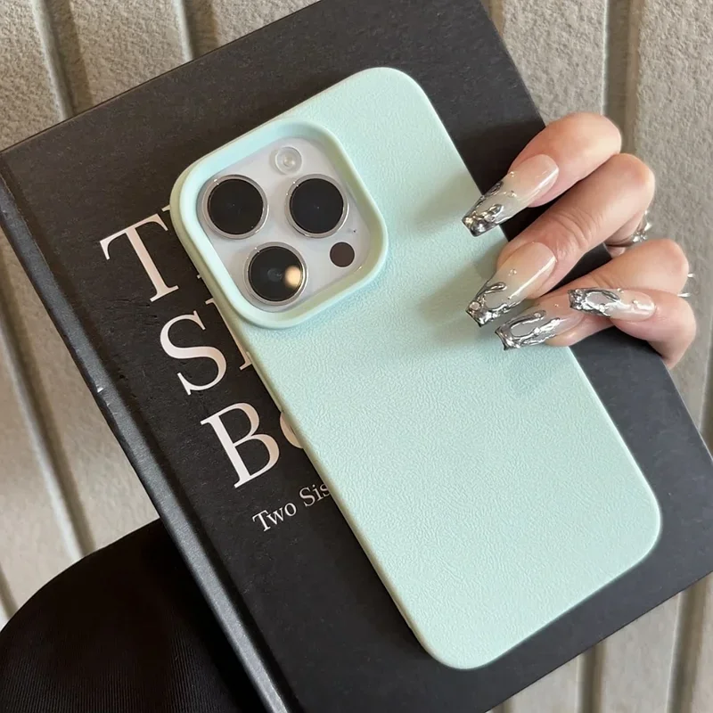 Luxury Matte Soft Leather Candy Phone Case - Shockproof Silicone Bumper Cover