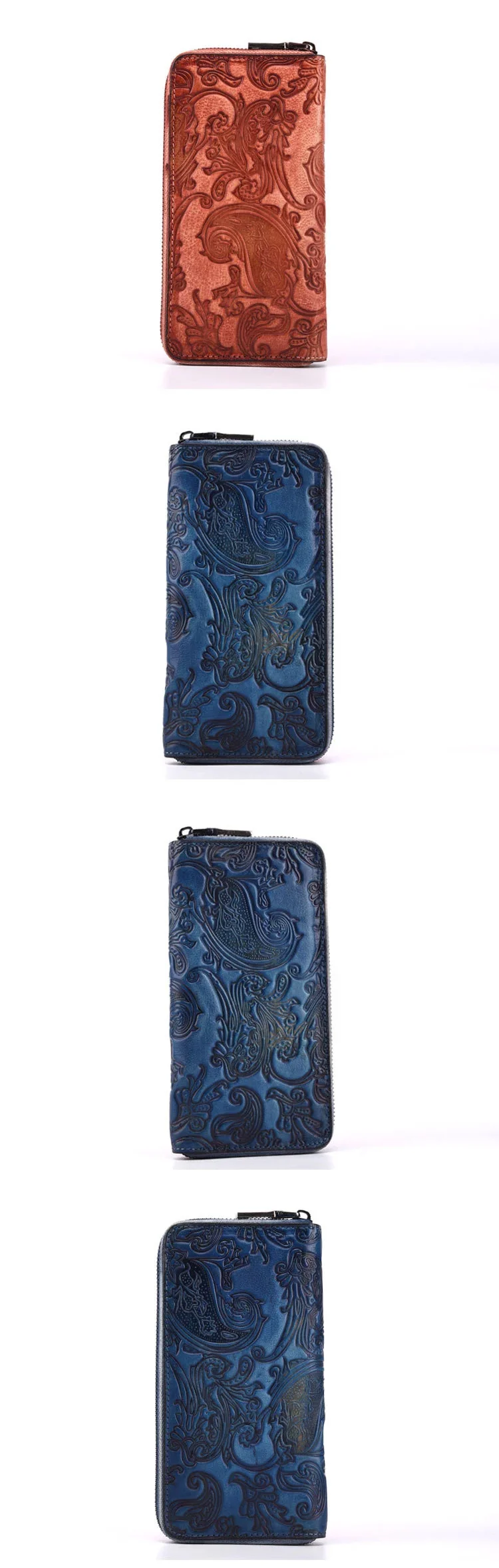 3D Blumen Damen Geldbörse Echt leder Karten halter Brieftasche hand gefertigte echte erste Schicht Rindsleder Clutch Tasche – Detail 10