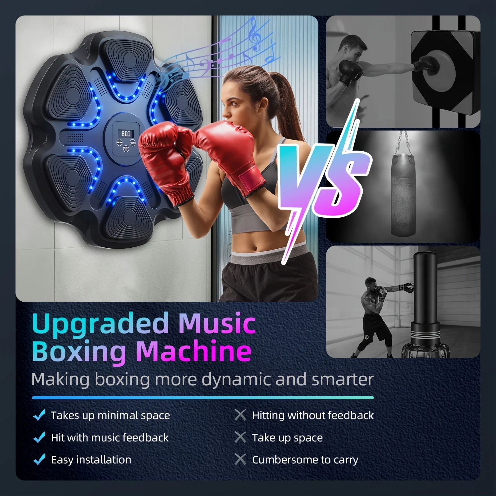 Upgraded Wall Mounted Music Boxing Machine Electronic Smart Boxing Home Training Equipment Smart Game For Adults