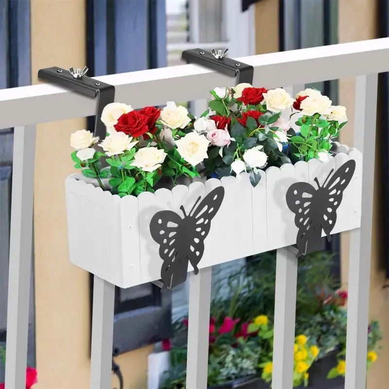 

Portable Planter Box Brackets Adjustable Railing Wall Hooks Flower Box Holder Railing Holders For Garden Fen Balcony Yard Patio