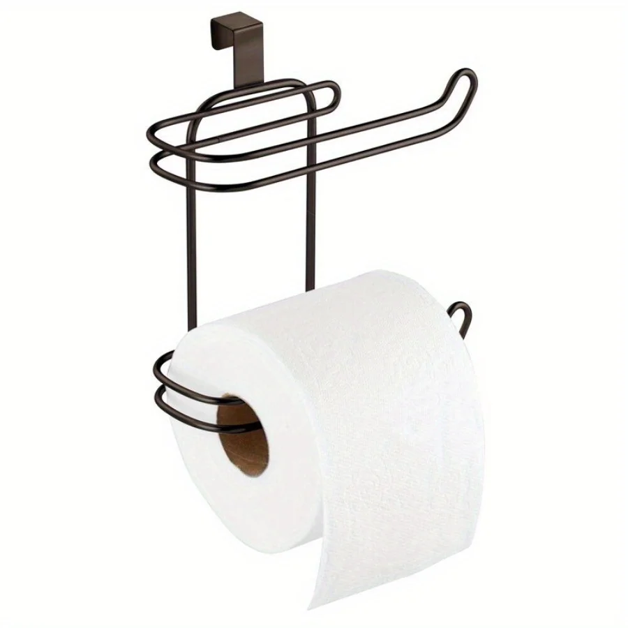Toilet Roll Holder Storage Roll Holder Hanging Door Back Towel Bar Drawer Back Hooks Bathroom Toilet Double Tube Roll Holder For Kitchen Bathroom
