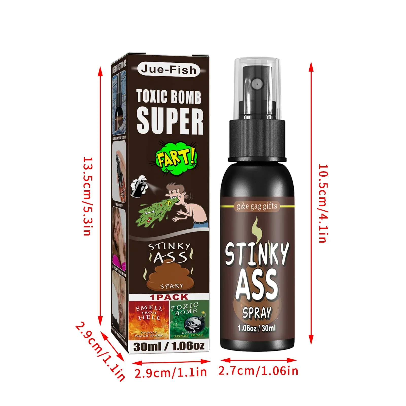 Description Picture 6 of item30ml Fart Gag Spray Prank Joke Plastic Spray Can Stink Party Supplies Stinky Fart for Adults Kids Non Toxic Halloween Funny Toys