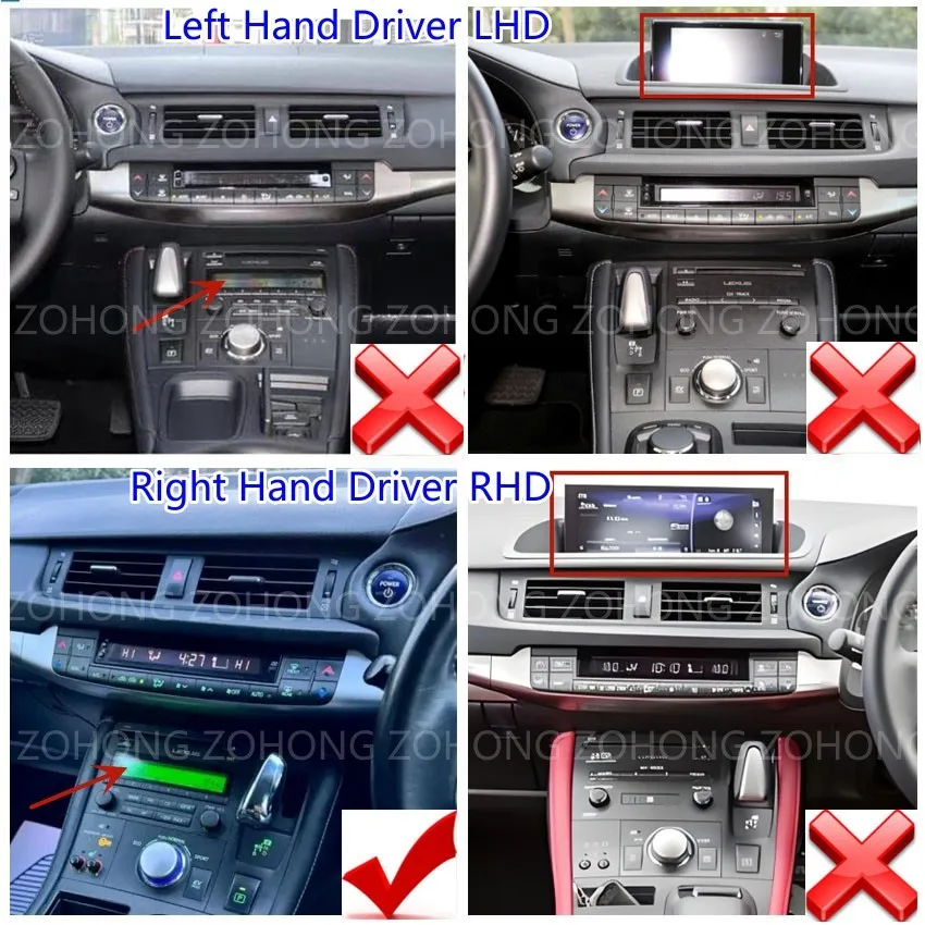 レクサスCT200H用RHD Carplayスクリーン、Androidカーヘッドユニット 