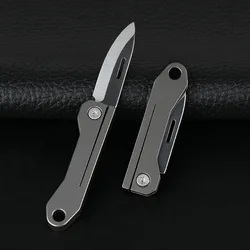 Titanium Alloy Mini Folding Knife Express Knife with Edc Keychain Self-defense Pendant Letter Opener Folding Portable Knife