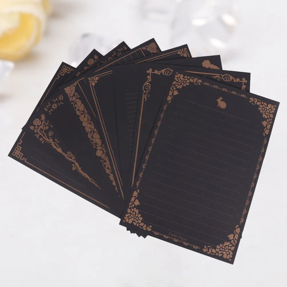 8Pcs 빈티지 필기 용지 세트 창의적인 문구 용지 크래프트 질감 프리미엄 품질 부드러운 느낌 아름다운 꽃 패턴