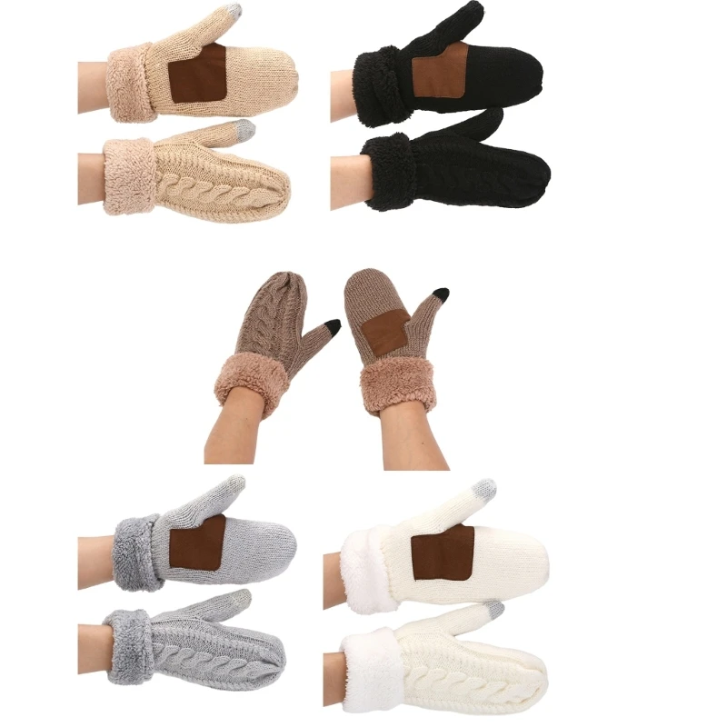 

Full Finger Mittens Knitted Keep Warm Gloves Christmas Presents for Women Teen