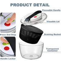 LMETJMA 3L Salad Spinner Large Salad Sowl With Lid One-handed Easy Press Salad Spinner Washer Dryer Drainer Mixer JT249 2