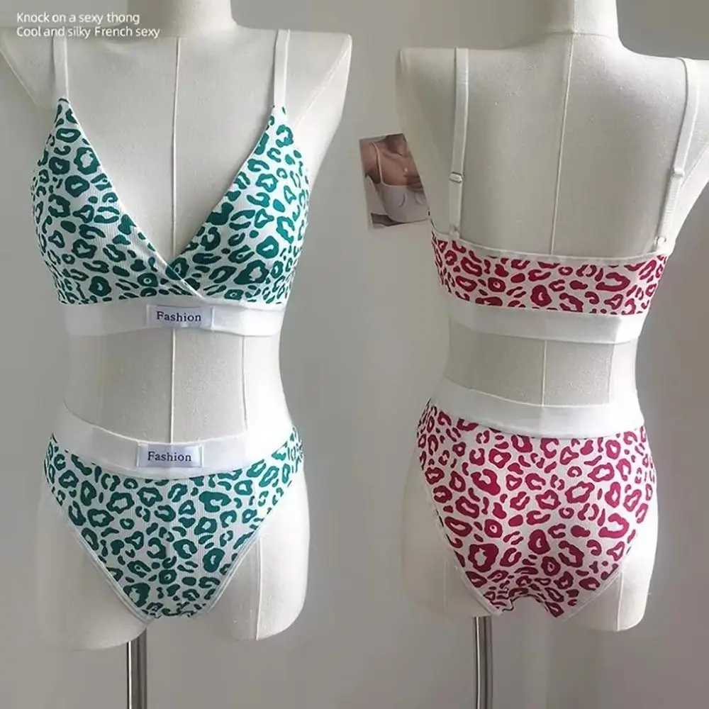 Cotton Seamless Bra Set for Women Low Waist Panties Lingerie