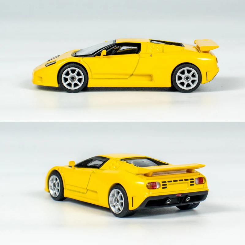 スーパースポーツ Giallo Bugatti(イエロー) チェイスカー MINI GT 1/64 (ダイキャスト製) ブガッティ EB110 スーパー