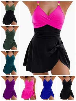 Ruched Cross Swimdress One-Piece 1