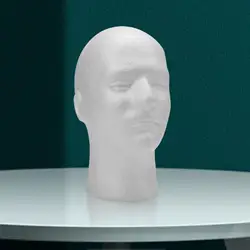 Men Foam Manikin Head Display Stand White for Hairpiece Jewelry Displaying