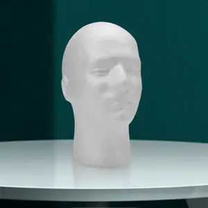 Image for Men Foam Manikin Head Display Stand White for Hair 