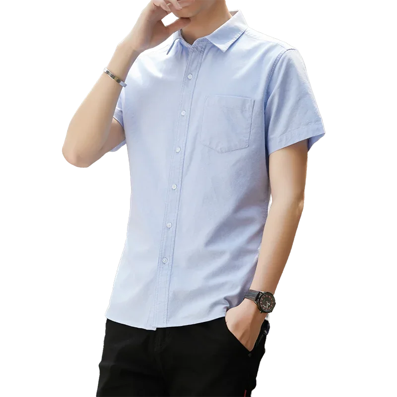 

Рубашка мужская приталенная с воротником на пуговицах, из мытого хлопка