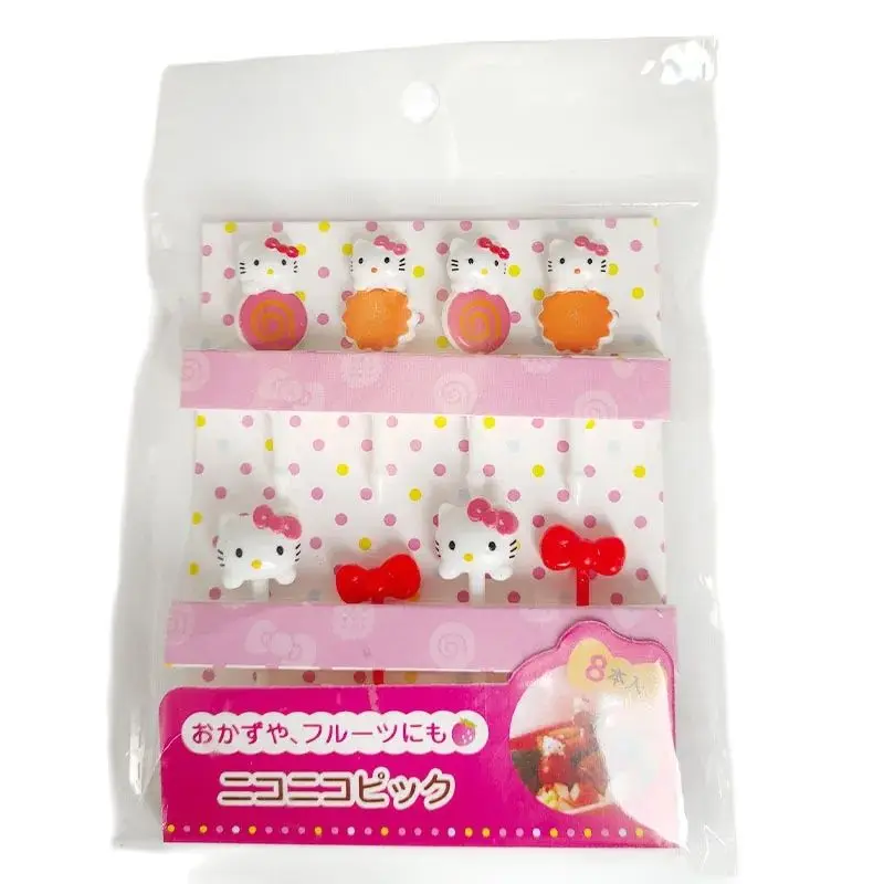 10 Stuks Hallo Kitty Sanrio Dingen Plastic Sandwichbord Kinderen Schattige Fruitvork Feest Snack Vorken Kawaii Festival Benodigdheden