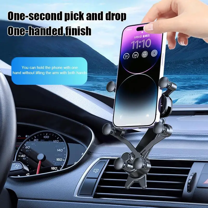 

Универсальный гравитационный Автомобильный держатель для телефона с зажимом для вентиляционного отверстия Регулируемая вращающаяся на 360 Градусов Подставка для телефона свободные руки для автомобилей
