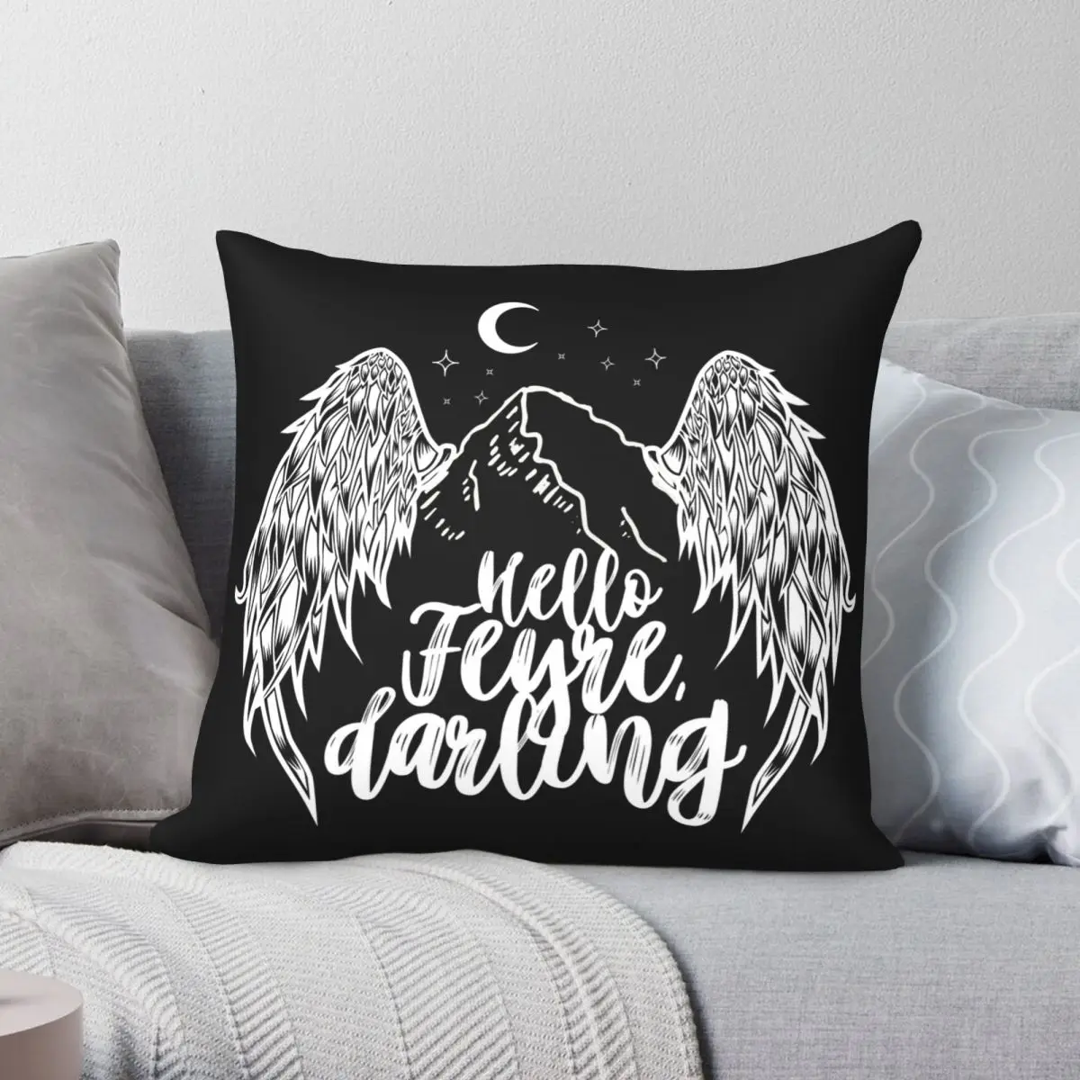

Hello Feyre Darling Square Pillowcase Polyester Linen Velvet Pattern Zip Decor Bed Cushion Cover 45x45