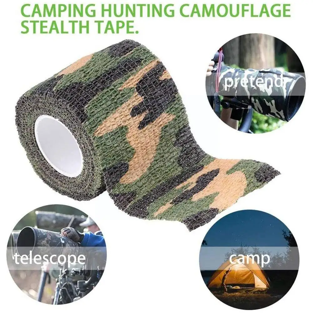 

1pc Camouflage Invisible Tape Self-adhesive Reusable Camo Tape Camping Auxiliary Wrap Elastic Rifle Fabric Hunting Outdoor A5r5