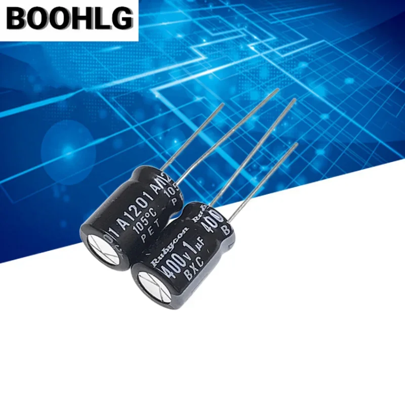 

10PCS Rubycon imported electrolytic capacitor 400V 1uF 8x11 5 ruby bxc high frequency, low resistance and long service life