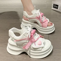 Sandales à plateforme de sport pour femmes, chaussures de marche compensées, Peep Parker, gros lacets, mode astronomique, optique d'été, 2024 1