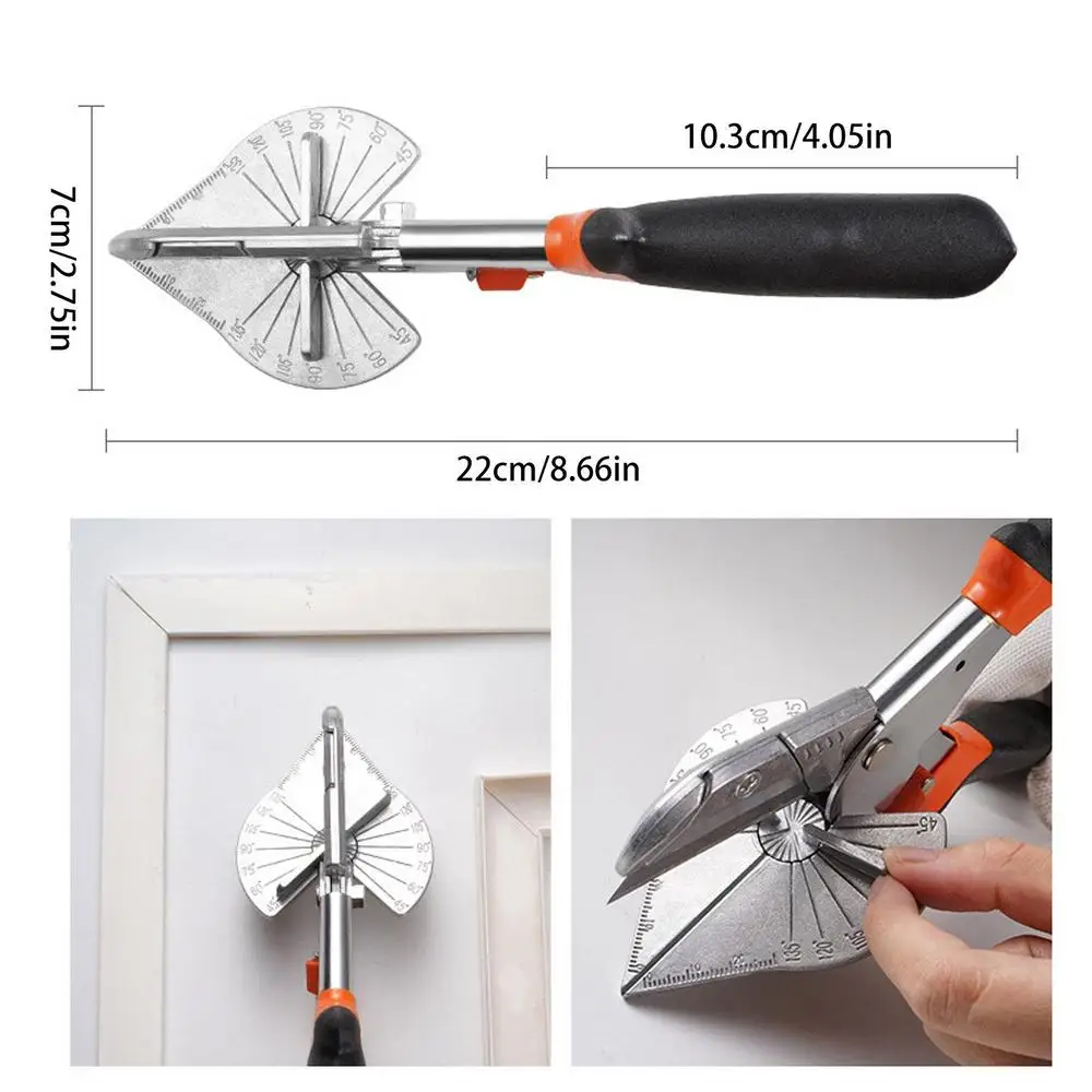 Miter Shears For Wood Adjustable 45 To 135 Degree Multi Angle Trim Cutter Turnbuckle Closure Gasket Shear With 2 Spare Blades