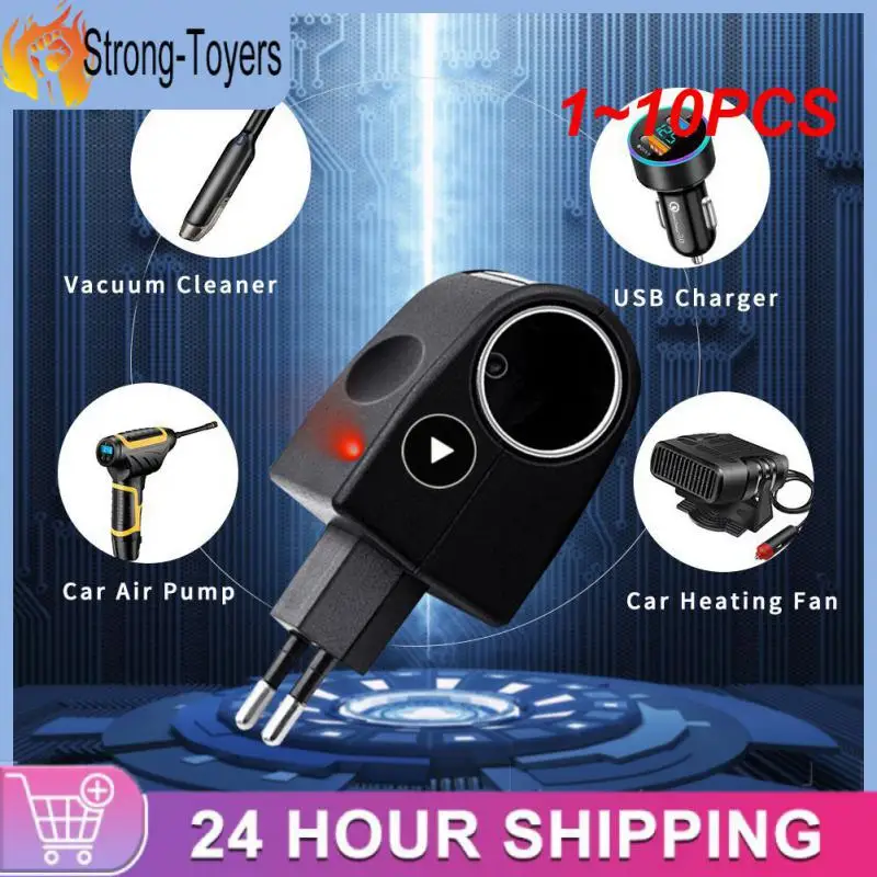 

1~10PCS Car Cigarette Lighter Adapter 220V To DC 12V EU US Plug Converter Wall Power Socket Plug Adapter Auto Converter Car