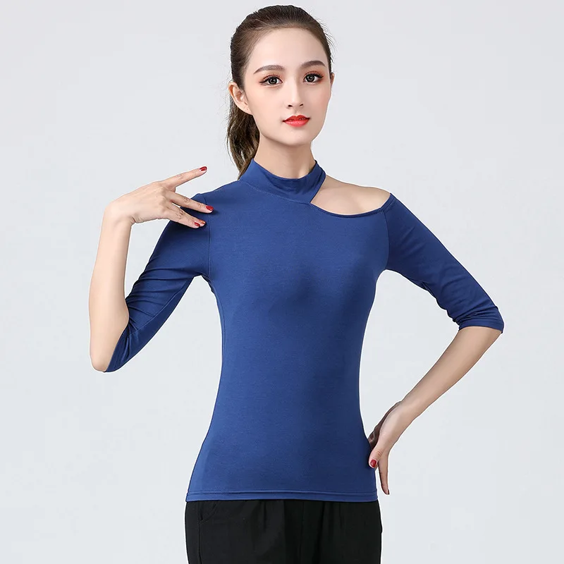 

New 2022 Latin Tops Off-the-shoulder Sexy Fashion Dancing Uniform Classical Dance Female Modern Dance High Collar Long Sleeves