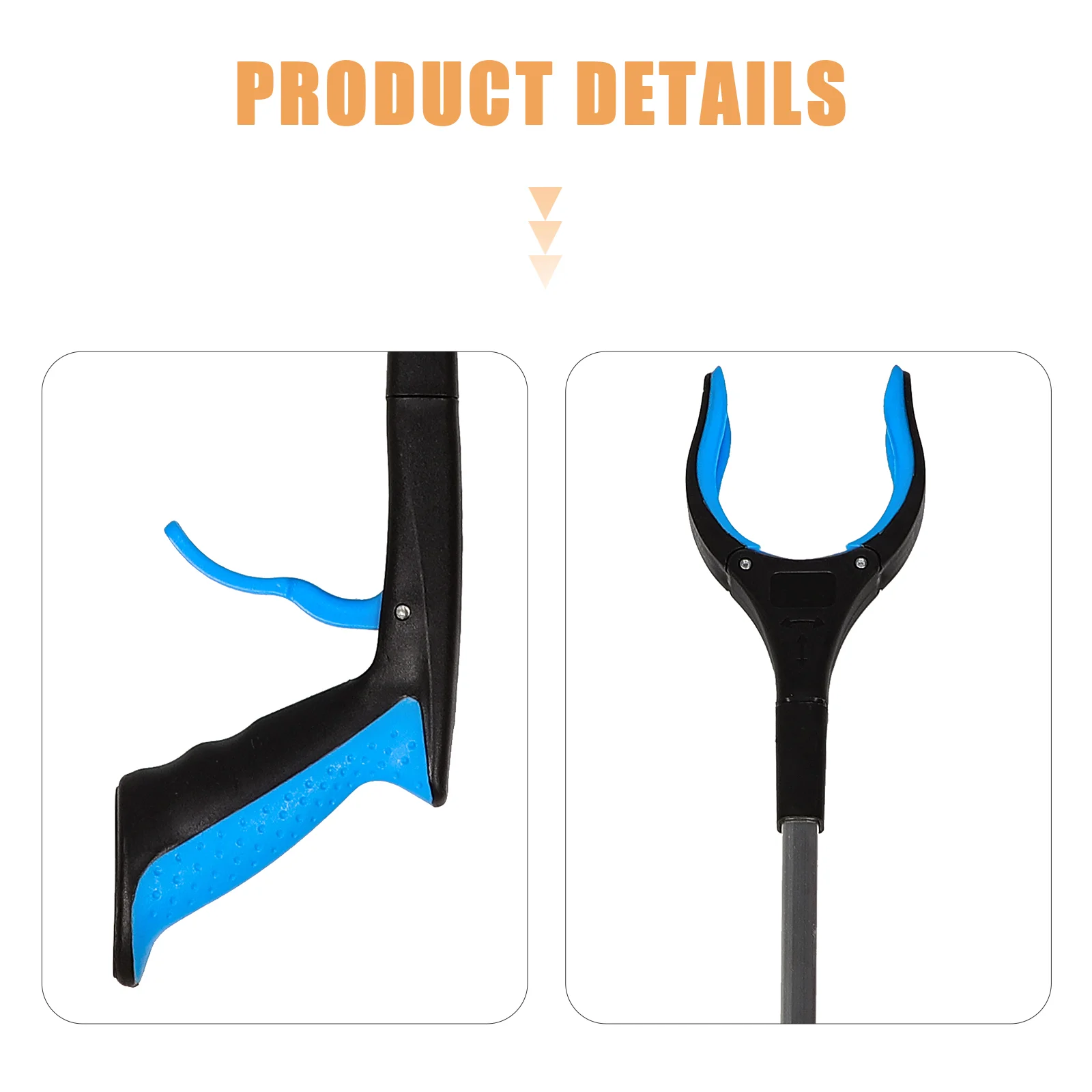 Grabber Folding Trash Can Litter Picker Portable Quick Clamps Pickup Sticks Blue Tool Heavy Duty 5