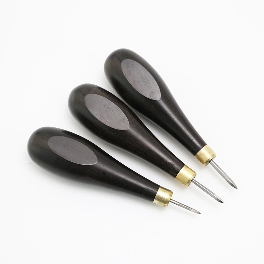 

Ebony Handled Stitching Awl Diamond Shape Brass Ferrule Improved Design Comfortable Grip Sizes Mirror Polished Needles