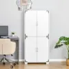 Industrial Style 4-Door Pantry Cabinet Organizer W/ Storage Shelves, White 5