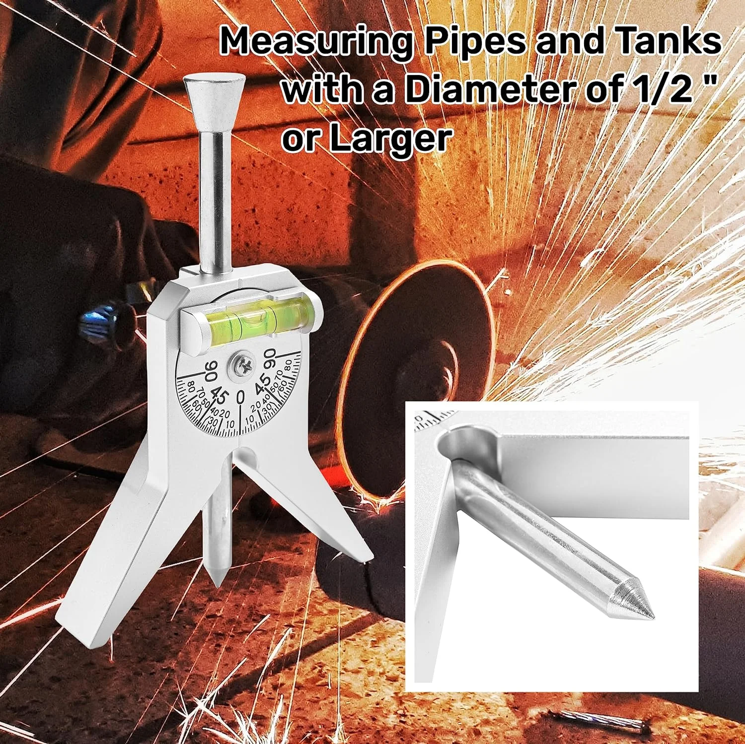 Pipe Center Finder Measure Pipe Diameter With Adjustable Dial Bubble Protractor 4" Y-Type Safety Marker Centering Head Tool,pipe centering tool