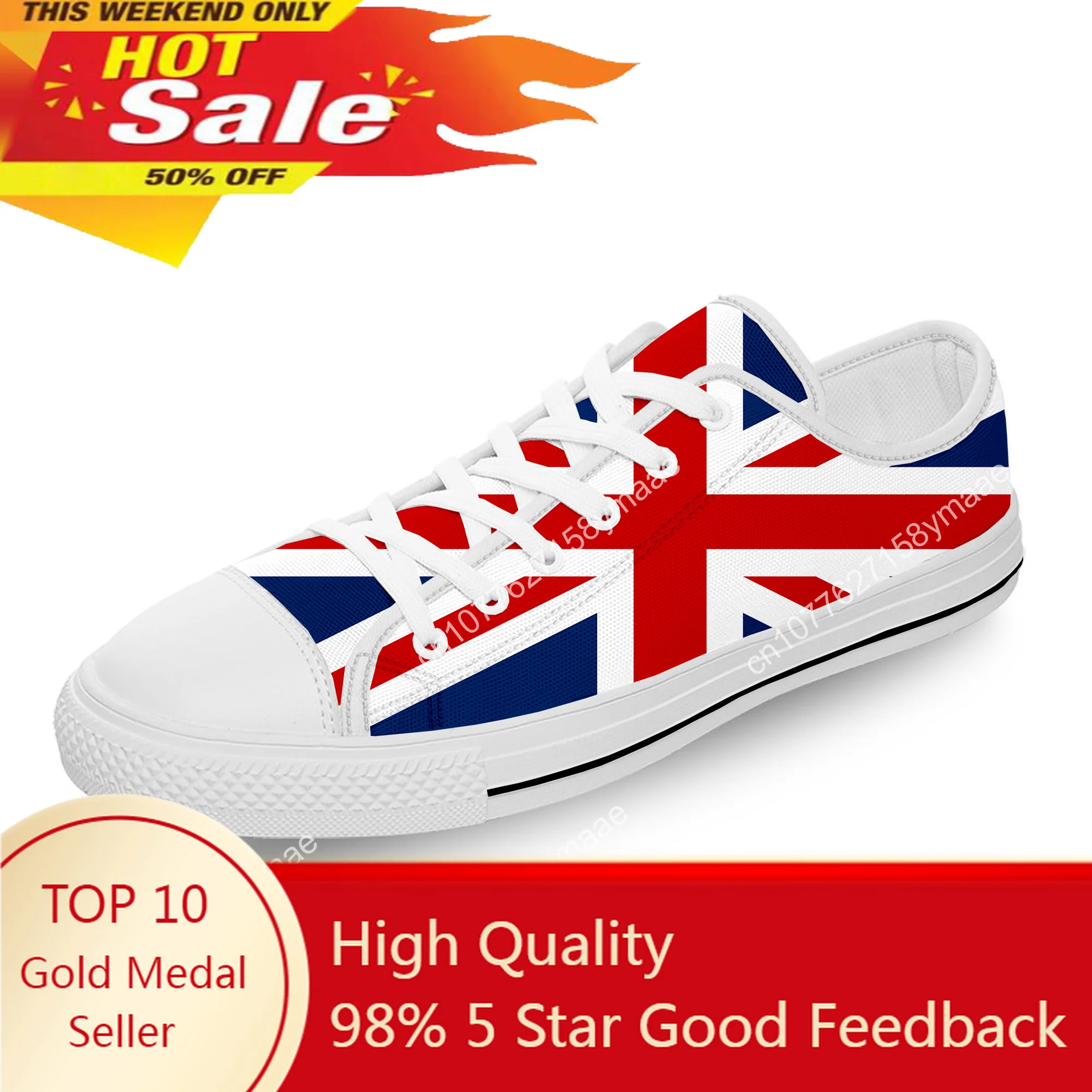 

Britain British UK Flag Union Jack White Cloth Fashion 3D Print Low Top Canvas Shoes Men Women Lightweight Breathable Sneakers