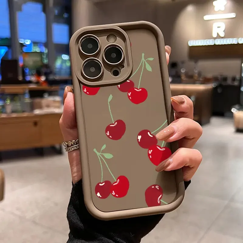Cute Cartoon Cherry Strawberry Pattern Silicone Phone Case Cover