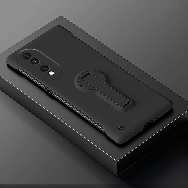 Frameless Hard PC Shockproof Phone Case with Stand - Durable Back Cover