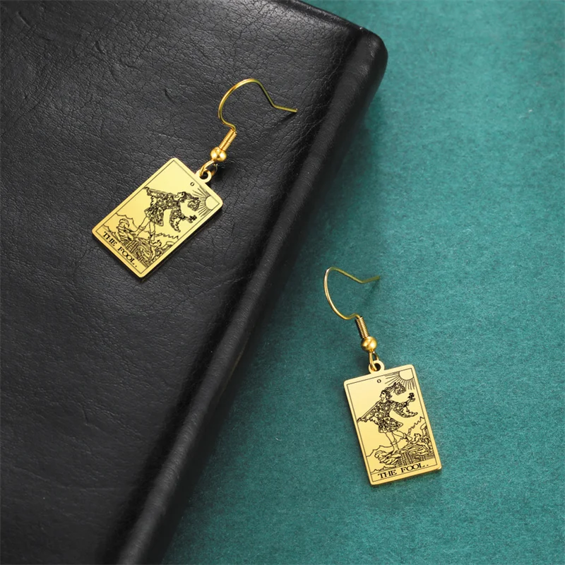 Vintage Tarotkarten Edelstahl Tropfenohrring für Frauen Sonne Mond Stern Liebhaber Wahrsagerei Tarot Schmuck Valentinstag Geschenk – Detail 12