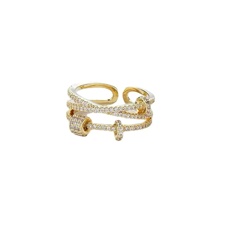

European and American Fashion Multi-Layer Cross Ring Gold Special Interest Light Luxury Personality Ring Design Simple Cold Styl