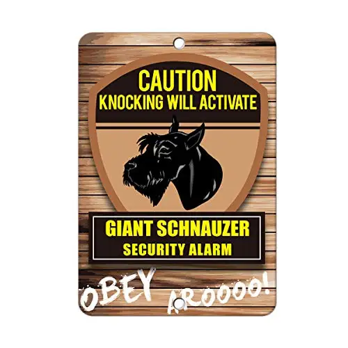 

Knocking Will Activate Giant Schnauzer Dog Metal Sign 8 in X 12 in