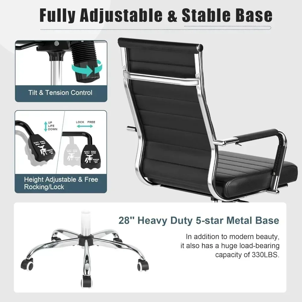 ergonomic ribbed swivel chair: modern leather office desk chair for executive conference rooms