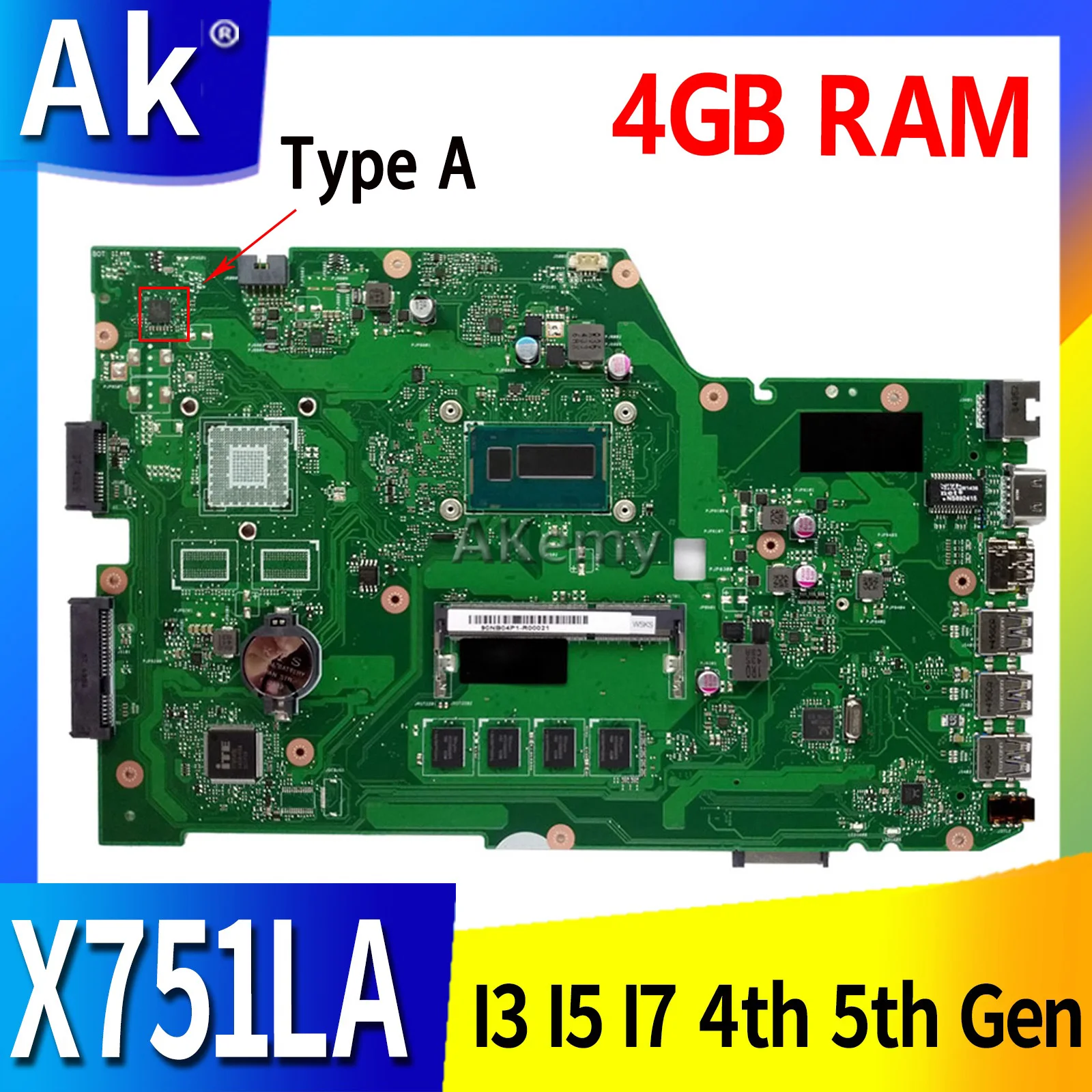 X751LA Laptop Motherboard I3 I5 I7 4th 5th Gen CPU 4GB RAM For Asus xiaomi-redmi-note-12-pro-5g-8-256gb