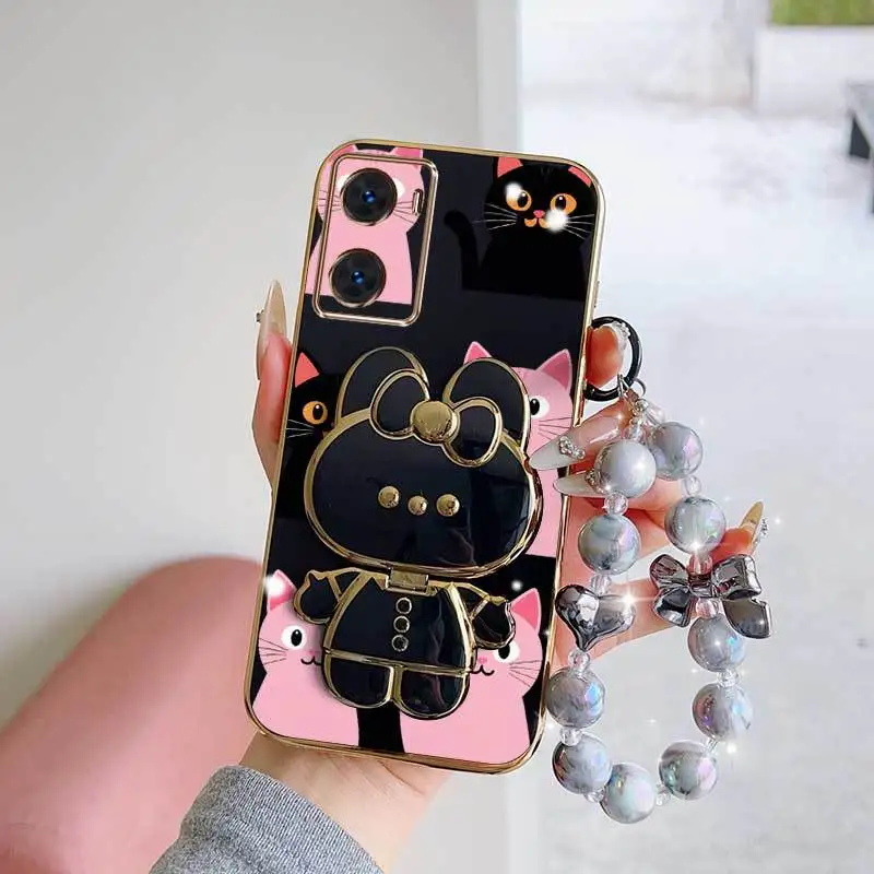 Charming Heart Phone Case Set with Lanyard & Rabbit Stand - 3-Piece Bundle