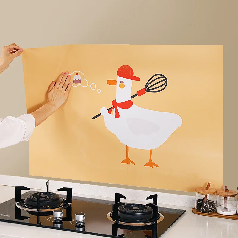 

New Cartoon Duck Elk Tile Wall Sticker Kitchen Stove Cabinet Anti-fume Cute Animal Wallpaper Bathroom Waterproof Room Decoration