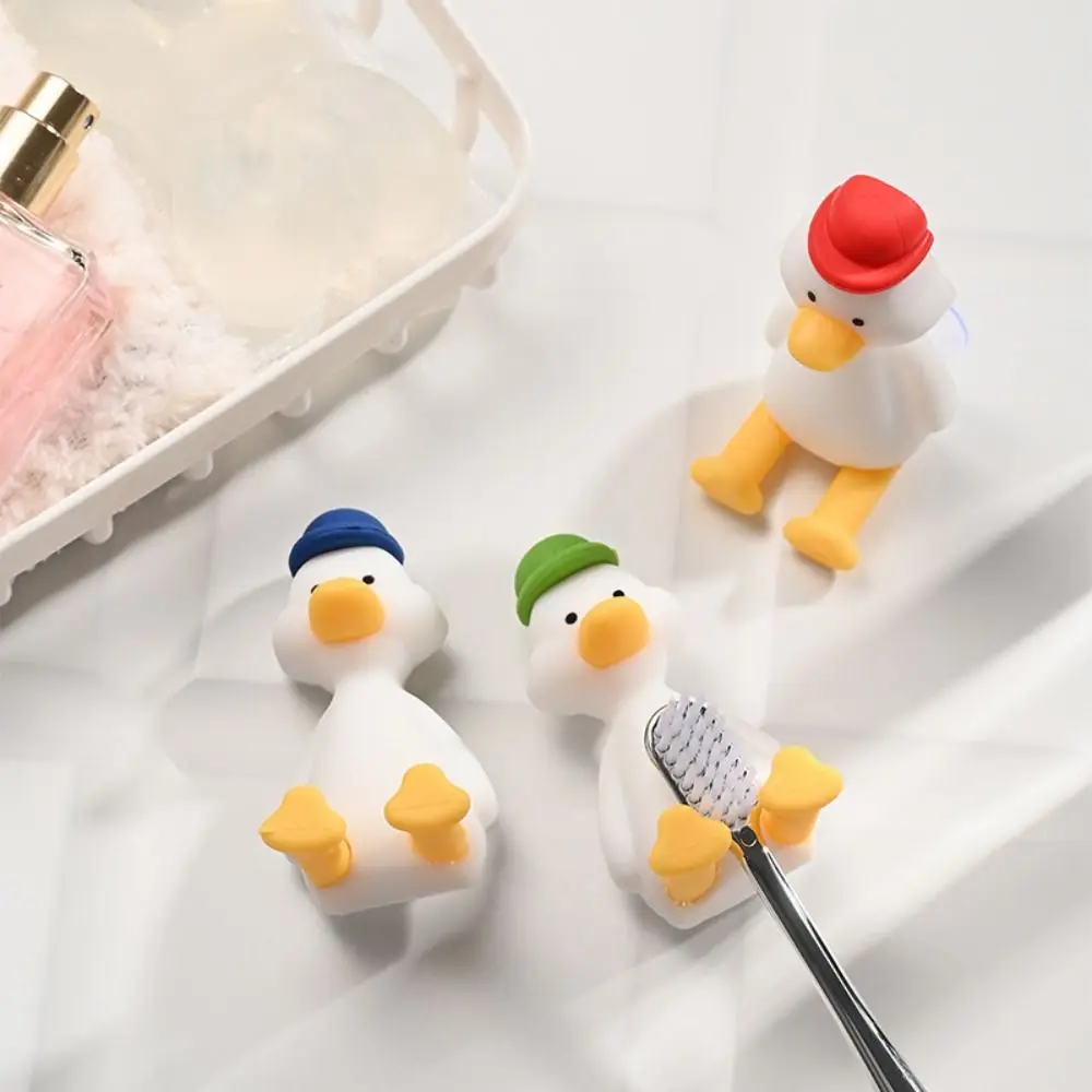 Creativity Silicone Duck Toothbrush Holder Cute Wall-mounted Toothbrush Rack Cartoon Suction Cup Storage Rack