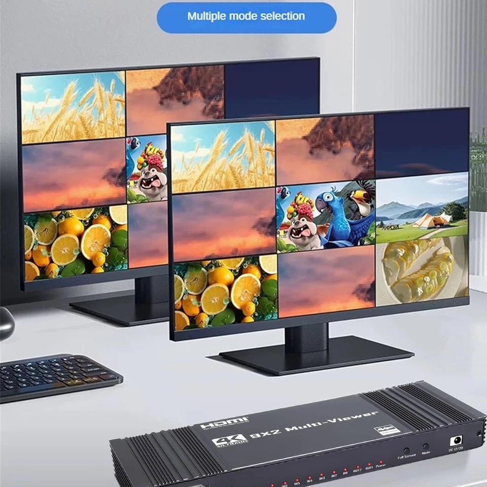 HDMI-compatible Multiviewer 4K 9 In 2 Out 1080P Quad Screen Multi Viewer HDMI Mu