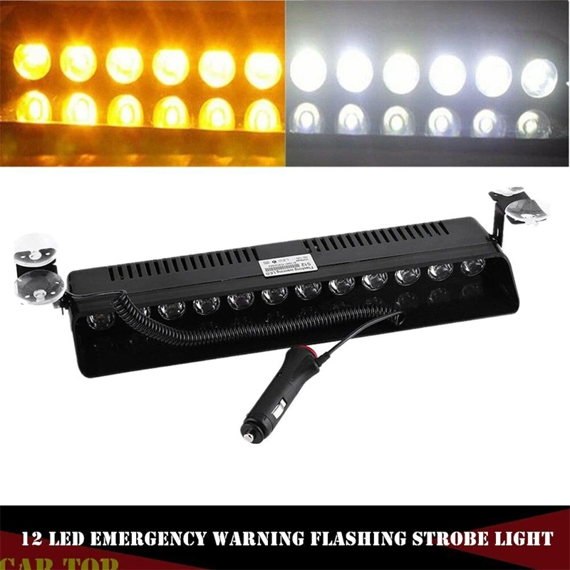 1PCS Светодиодные автомобильные сигнальные огни 12LED вспышка присоска белый аварийный красный индикатор 12V