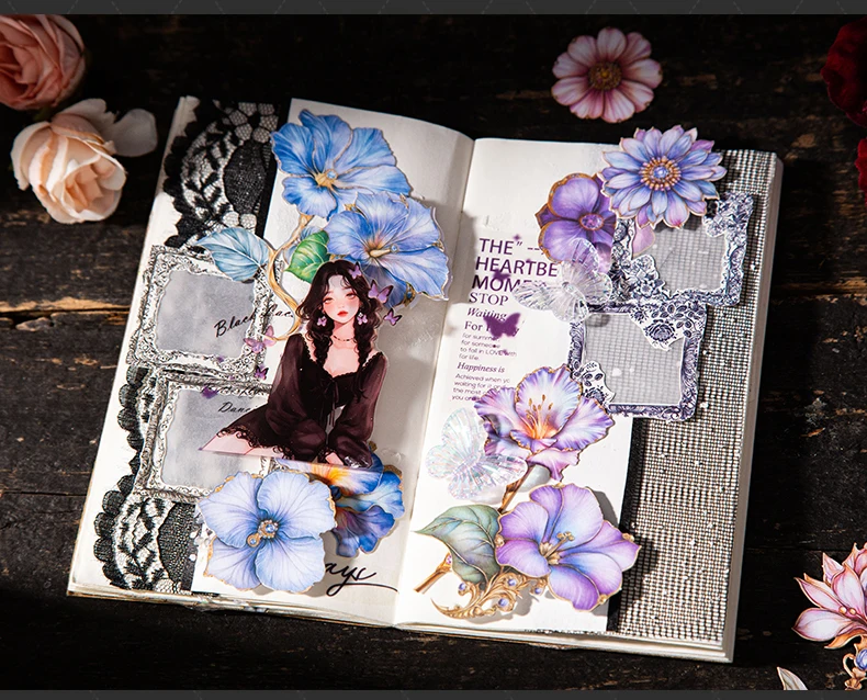 15 teile/paket Vintage blume pflanzen PET Aufkleber DIY Dekorative Junk Journal Aufkleber Für Sammelalbum Label Tagebuch Album Planer – Detail 12